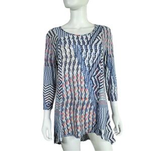 Cato Asymmetrical High Low 3/4 Sleeve Swing Tunic Top